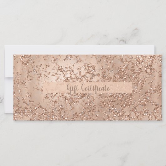 Roos Gold Blush Pink Glam Sparkle Gift Certificate (Voorkant)