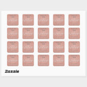 Roos Gold - Blush Pink Glitter Afstuderen Vierkante Sticker (Vel)