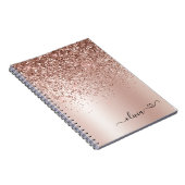 Roos Gold - Blush Pink Glitter Heart Monogram Naam Notitieboek (Rechterzijde)