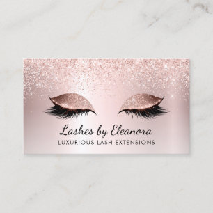 Roos Gold Blush Pink Glitter Lash Extensions Visitekaartje