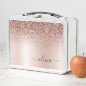 Roos Gold - Blush Pink Glitter Metal Monogram Naam (In situ)