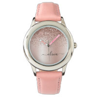 Roos Gold - Blush Pink Glitter Metal Monogram Naam