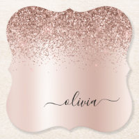 Roos Gold - Blush Pink Glitter Metal Monogram Naam