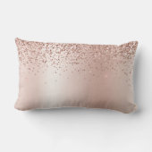 Roos Gold - Blush Pink Glitter Metal Monogram Naam Kussen (Achterkant)