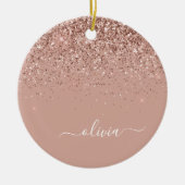 Roos Gold - Blush Pink Glitter Sparkle Name Keramisch Ornament (Voorkant)