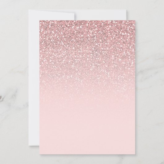 Roos Gold Blush Pink Glitter Sweet 16 Party Kaart (Achterkant)