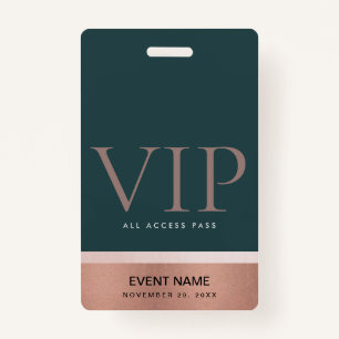 ROOS GOLD BLUSH PINK GREEN VIP EVENT ACCESS PASS BADGE
