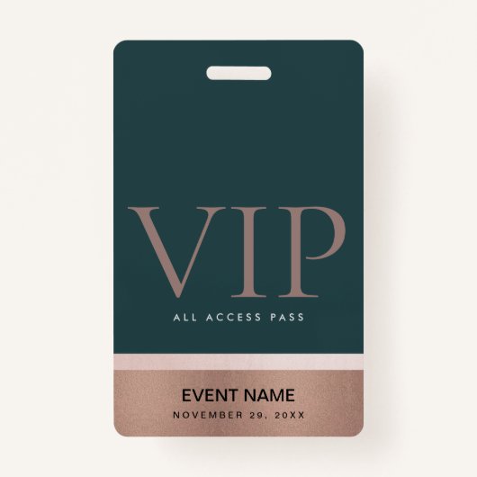 ROOS GOLD BLUSH PINK GREEN VIP EVENT ACCESS PASS BADGE (Voorkant)