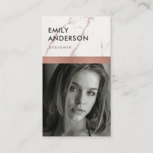 ROOS GOLD BLUSH PINK MARBLE PERSONAL FOTO INSERT VISITEKAARTJE