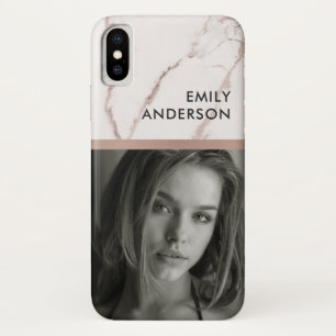 ROOS GOLD BLUSH PINK MARBLE PERSONAL PHOTO INSERT iPhone X HOESJE