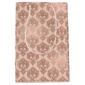 Roos Gold Blush Pink Modern Glam Damask Medium Cadeauzakje (Voorkant)