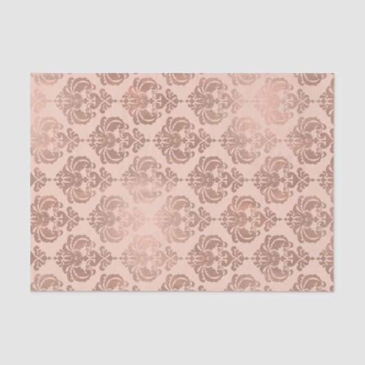 Roos Gold Blush Pink Modern Glam Damask Tissuepapier (Voorkant)