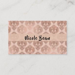 Roos Gold Blush Pink Modern Glam Damask Visitekaartje