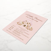 Roos Gold & Blush Pink Princess Baby shower Folie Uitnodiging (Gedraaid)