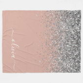 Roos Gold Blush Pink Silver Glitter Monogram Girly Fleece Deken (Voorkant (Horizontaal))