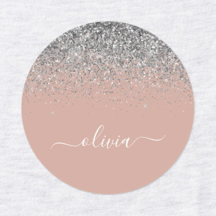 Roos Gold Blush Pink Silver Glitter Monogram Girly Labels