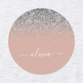 Roos Gold Blush Pink Silver Glitter Monogram Girly Labels (Design 2)