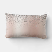 Roos Gold - Blush Pink Silver Glitter Monogram Kussen (Achterkant)