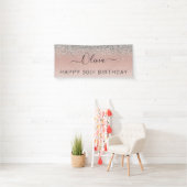Roos Gold - Blush Pink Silver Glitter Monogram Spandoek (Insitu)