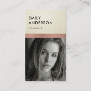 ROOS GOLD BLUSH PINK SILVER PERSOONLIJKE FOTO INSE VISITEKAARTJE