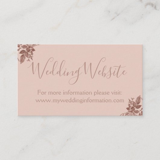 Roos Gold - Blush Pink Wedding Website Kaart Invoe (Voorkant)
