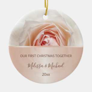 Roos Gold Blush Roos   Eerste kerstdag Keramisch Ornament