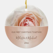 Roos Gold Blush Roos | Eerste kerstdag Keramisch Ornament (Achterkant)