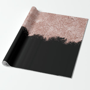 Roos Gold Blush Roze Black Girly Glitter Dust Cadeaupapier