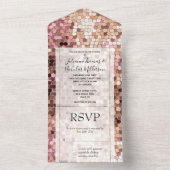 Roos Gold Blush Roze Confetti All In One Uitnodiging (Binnen)