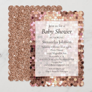 Roos Gold Blush Roze Confetti Baby shower Kaart