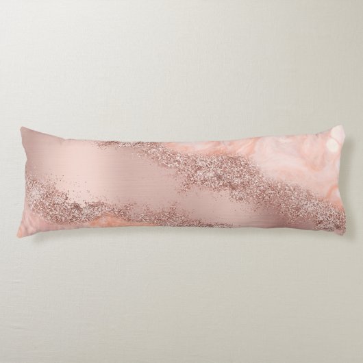 Roos Gold Blush roze geode glitter Lichaamskussen (Voorkant)