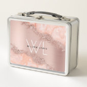 Roos Gold Blush Roze Geode Glitter Monogram (Voorkant)