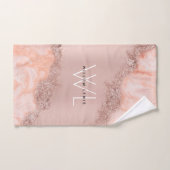Roos Gold Blush Roze Geode Glitter Monogram Bad Handdoek (Handdoek)