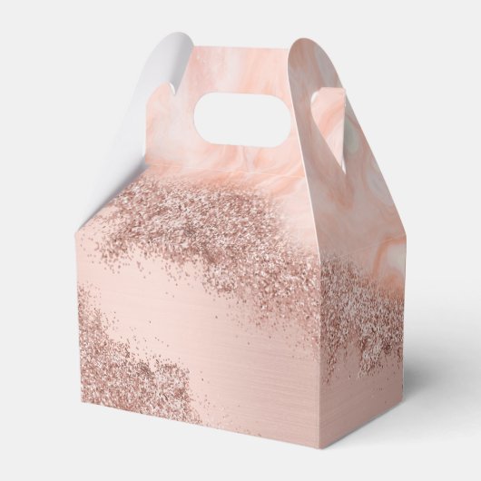 Roos Gold Blush Roze Geode Glitter Monogram Bedankdoosjes (Achterkant)