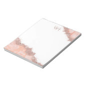 Roos Gold Blush Roze Geode Glitter Monogram Notitieblok (Gedraaid)