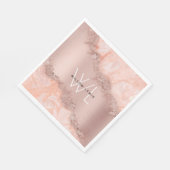 Roos Gold Blush Roze Geode Glitter Monogram Servet (Hoek)