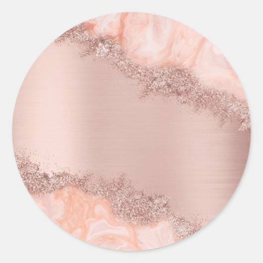 Roos Gold Blush roze geode glitter Ronde Sticker (Voorkant)