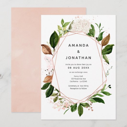 Roos Gold & Blush roze geoenery Weddenschap Kaart (Voorkant / Achterkant)