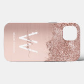 Roos Gold Blush Roze Girly Dust Monogram Case-Mate iPhone Case (Achterkant (horizontaal))