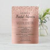 Roos Gold Blush Roze Glam Glitter Kaart (Staand voorkant)