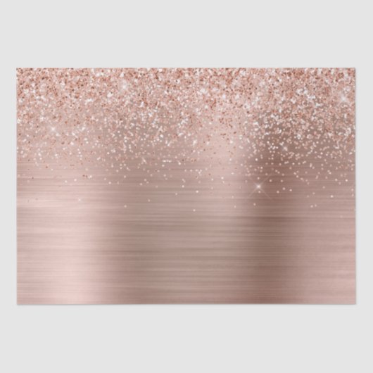 Roos Gold Blush Roze Glam Glitter Tissuepapier (Voorkant)