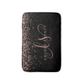 Roos Gold Blush Roze Glitter Glam Monogram Naam Badmat (Voorkant Verticaal)