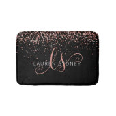 Roos Gold Blush Roze Glitter Glam Monogram Naam Badmat (Voorkant)