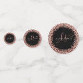 Roos Gold Blush Roze Glitter Glam Monogram Naam Confetti (Achterkanten)