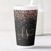 Roos Gold Blush Roze Glitter Glam Monogram Naam