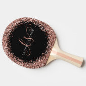 Roos Gold Blush Roze Glitter Glam Monogram Naam Tafeltennisbatje (Zijkant)