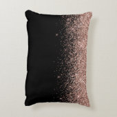 Roos Gold Blush Roze Glitter Monogram Initiaal Accent Kussen (Achterkant (Verticaal))