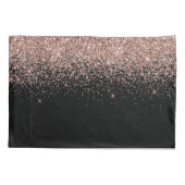 Roos Gold Blush Roze Glitter Monogram Initiaal Kussensloop (Achterkant)