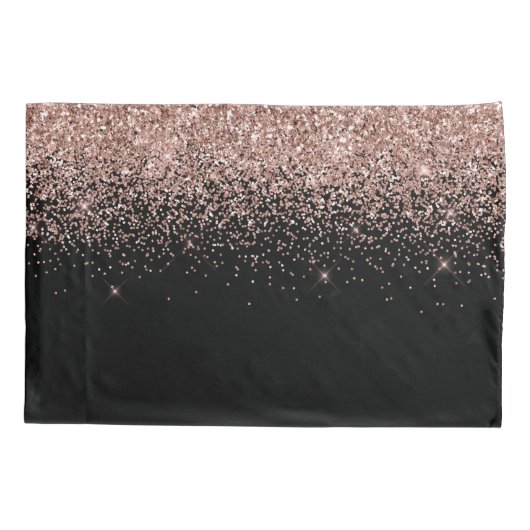 Roos Gold Blush Roze Glitter Monogram Initiaal Kussensloop (Achterkant)