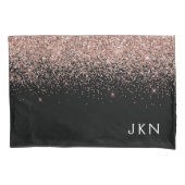 Roos Gold Blush Roze Glitter Monogram Initiaal Kussensloop (Voorkant)